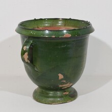 Green glazed earthenware Castelnaudary planter, France circa 1850-1900