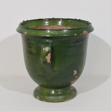 Green glazed earthenware Castelnaudary planter, France circa 1850-1900