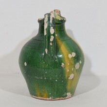 Green/yellow glazed terracotta jug or water cruche ( Orjol), France circa 1850