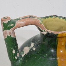 Green/yellow glazed terracotta jug or water cruche ( Orjol), France circa 1850