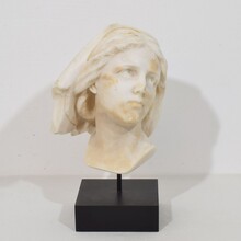 Hand carved white alabaster head, France circa 1850-1900