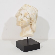 Hand carved white alabaster head, France circa 1850-1900