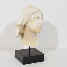 Hand carved white alabaster head, France circa 1850-1900
