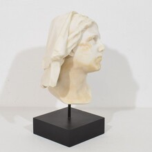 Hand carved white alabaster head, France circa 1850-1900