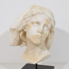 Hand carved white alabaster head, France circa 1850-1900