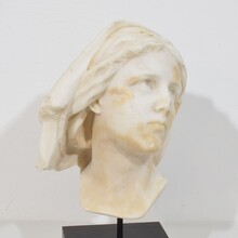 Hand carved white alabaster head, France circa 1850-1900