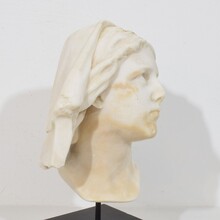 Hand carved white alabaster head, France circa 1850-1900