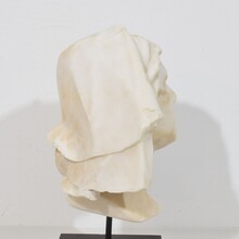 Hand carved white alabaster head, France circa 1850-1900