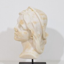 Hand carved white alabaster head, France circa 1850-1900