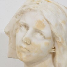 Hand carved white alabaster head, France circa 1850-1900