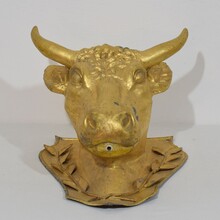 Rare zinc bull's head butcher's sign, France circa 1850-1900