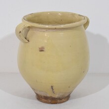 Yellow / cream glazed ceramic storage jar/ pot, France circa 1850-1900