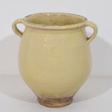 Yellow / cream glazed ceramic storage jar/ pot, France circa 1850-1900