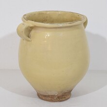 Yellow / cream glazed ceramic storage jar/ pot, France circa 1850-1900