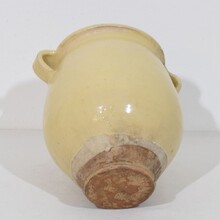Yellow / cream glazed ceramic storage jar/ pot, France circa 1850-1900