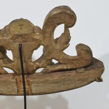 Carved giltwood ornament with winged angel head, France circa 1900