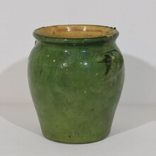 Green glazed ceramic confit jar, France circa 1850-1900