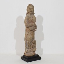 Hand carved oak statue of saint John the evangelist, France circa 1550-1650