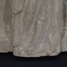 Medieval carved stone panel depicting a Madonna with child, France before 1600