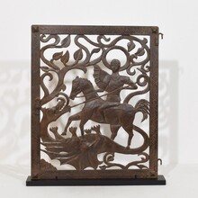 Small iron door depicting Saint George killing the dragon, Italy 16/17th century