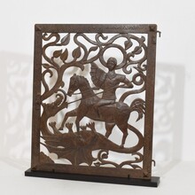 Small iron door depicting Saint George killing the dragon, Italy 16/17th century