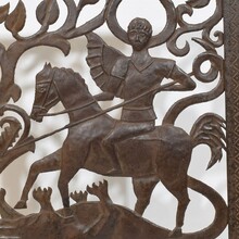 Small iron door depicting Saint George killing the dragon, Italy 16/17th century