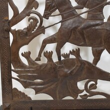 Small iron door depicting Saint George killing the dragon, Italy 16/17th century