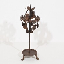 Folk art forged iron candleholder, Spain circa 1650