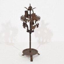 Folk art forged iron candleholder, Spain circa 1650