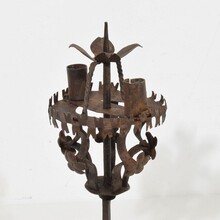 Folk art forged iron candleholder, Spain circa 1650