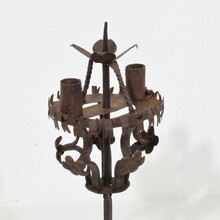 Folk art forged iron candleholder, Spain circa 1650