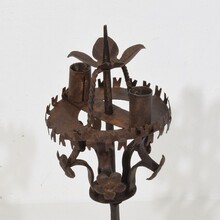 Folk art forged iron candleholder, Spain circa 1650