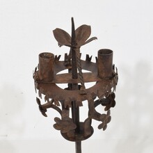 Folk art forged iron candleholder, Spain circa 1650