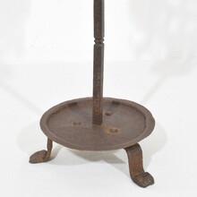 Folk art forged iron candleholder, Spain circa 1650