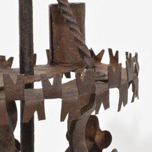 Folk art forged iron candleholder, Spain circa 1650