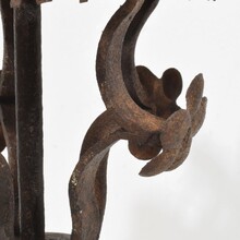 Folk art forged iron candleholder, Spain circa 1650