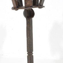 Folk art forged iron candleholder, Spain circa 1650