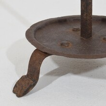 Folk art forged iron candleholder, Spain circa 1650