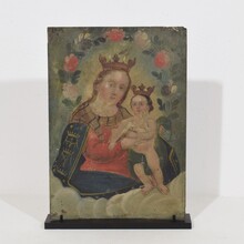 Painting of maria with baby Jesus on metal, France circa 1800-1850