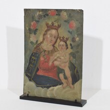 Painting of maria with baby Jesus on metal, France circa 1800-1850