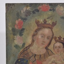 Painting of maria with baby Jesus on metal, France circa 1800-1850