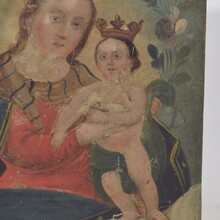 Painting of maria with baby Jesus on metal, France circa 1800-1850