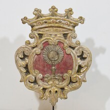 Baroque carved wooden silvered panel/coat of arms, Italy circa 1750