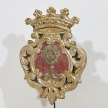 Baroque carved wooden silvered panel/coat of arms, Italy circa 1750