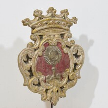 Baroque carved wooden silvered panel/coat of arms, Italy circa 1750