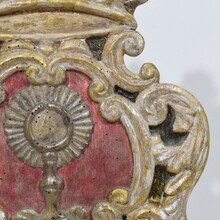 Baroque carved wooden silvered panel/coat of arms, Italy circa 1750