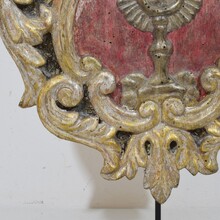 Baroque carved wooden silvered panel/coat of arms, Italy circa 1750