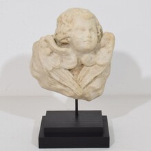 Baroque marble winged angel head, Italy circa 1750