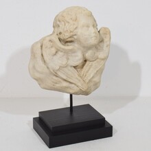 Baroque marble winged angel head, Italy circa 1750