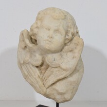 Baroque marble winged angel head, Italy circa 1750